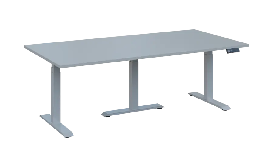 FLEXIMEET 200-100 výškově nastavitelný stůl, kovová podnož stříbrná, deska 25 mm, široký 2000 mm, šedá